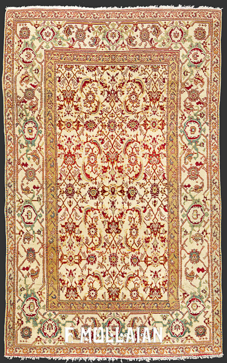 Tappeto Fondo Beige Floreale Tutto Campo Indiano Agra Antico n°:16893202